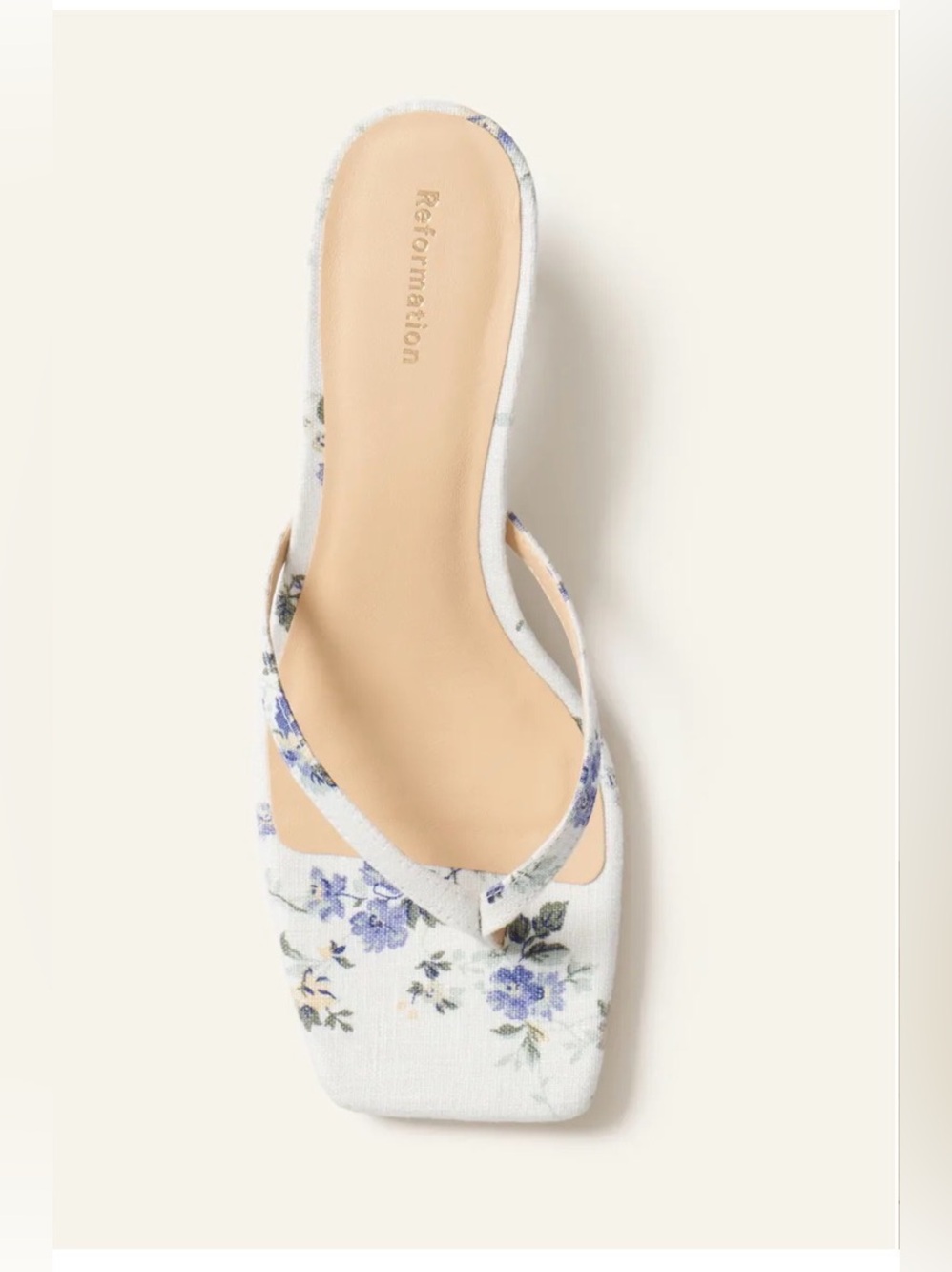 Reformation Simonetta Square Toe Kitten Heel Thong Sandal Floral NWOB 10